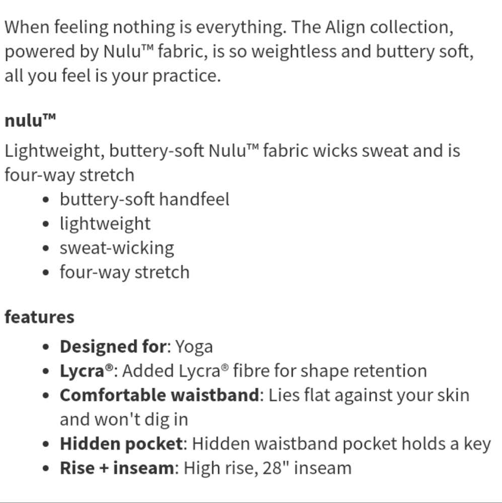 NWOT 🍋 LULULEMON 🍋 Align 28"  Size 4 - Picture 7 of 9